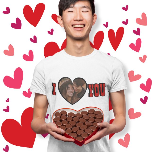 I Love You Red Custom Photo Heart Men's T-Shirt (I Love You Red Custom Photo Heart Men's T-Shirt)