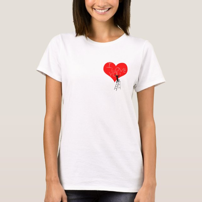 I Love You Red Heart funny cool elegant T-Shirt (Front)