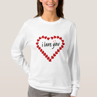 I Love You Red Heart Pattern Romantic Aesthetic Sw T-Shirt