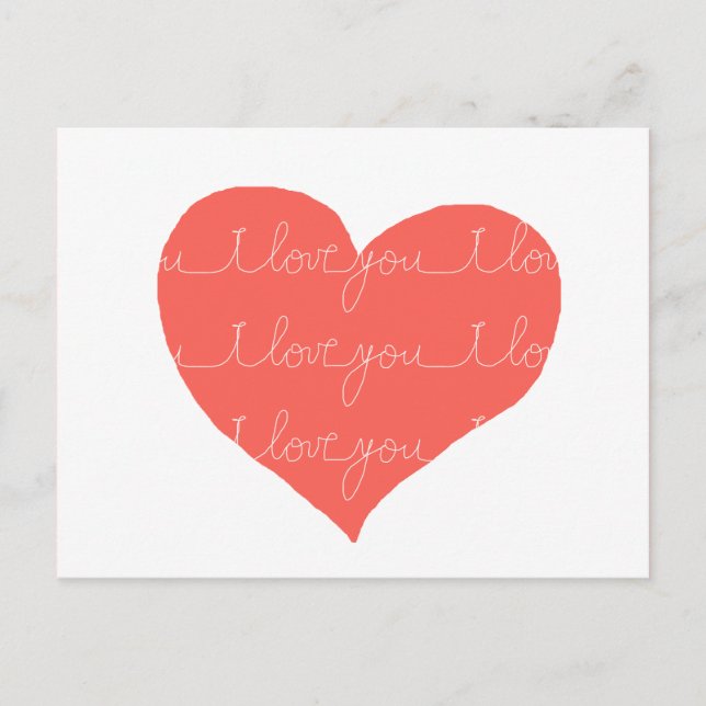 I love you . red heart postcard (Front)