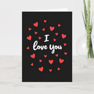 I Love You Red Hearts Flat Print Card