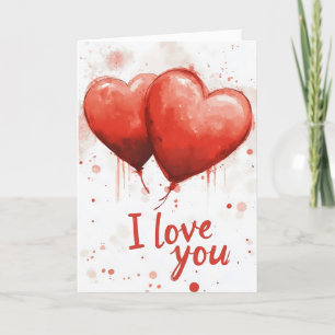 I Love You Red Hearts Holiday Card
