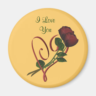 I Love You Red Roses Heart Flower Magnet