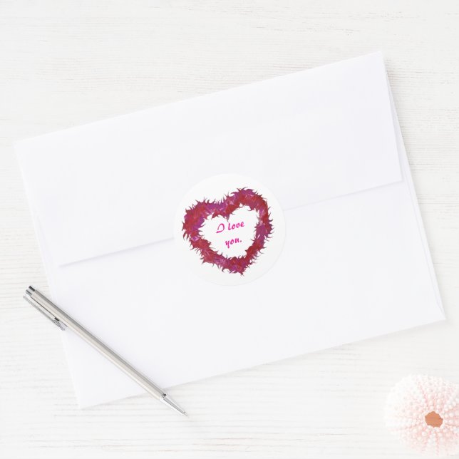 I love you, red wispy heart stickers (Envelope)