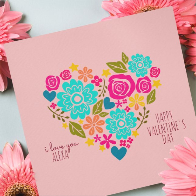 I LOVE YOU RETRO BOHO HEART-SHAPE VALENTINE'S CARD (Creator Uploaded)