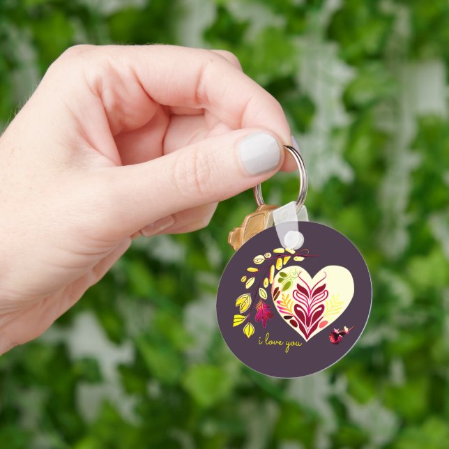 I LOVE YOU RETRO BOHO HEART-SHAPE VALENTINE'S KEY RING (Hand)