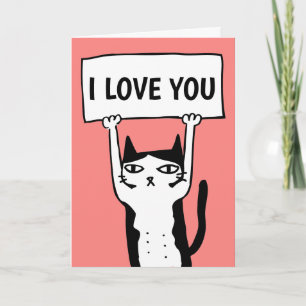 I LOVE YOU, ROMANTIC CAT GREETING CARDS