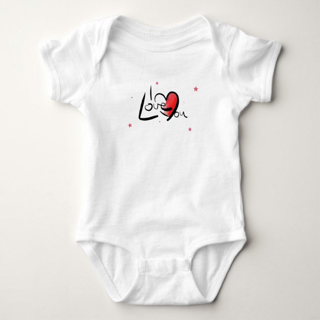 I Love You Romantic Heart Art Baby Bodysuit (Front)