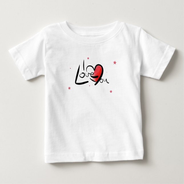 I Love You Romantic Heart Art Baby T-Shirt (Front)