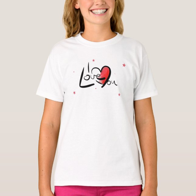 I Love You Romantic Heart Art T-Shirt (Front)