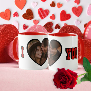 I Love You Romantic red Heart Photo Mug