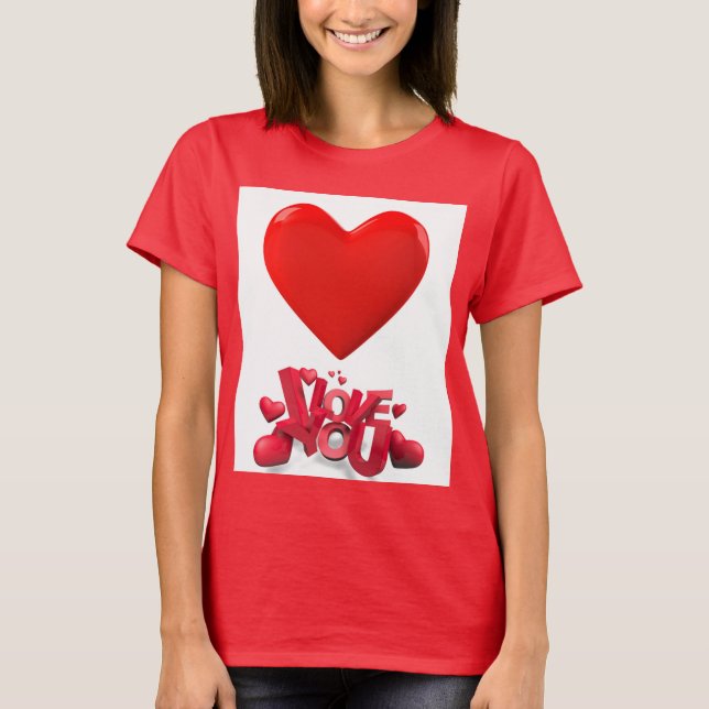 I Love You – Romantic Red Heart Women’s T-Shirt (Front)