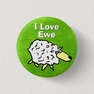I Love You - Romantic Sheep Design Cartoon 3 Cm Round Badge
