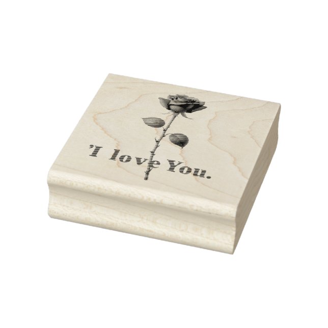 I Love You Rose Romantic Design Rubber Stamp (Stamp)