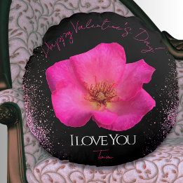I Love You - Rose -Valentines Personalised Trendy Round Cushion
