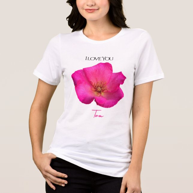 I Love You - Rose -Valentines Personalized   Tri-Blend Shirt (Front)