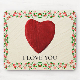I Love You Rosenrahmen mit Herz Mouse Pad