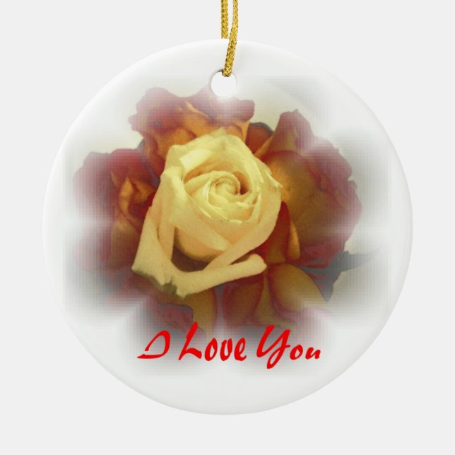 I Love You Roses Ceramic Tree Decoration (Front)