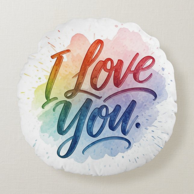 I Love You  Round Cushion (Front)