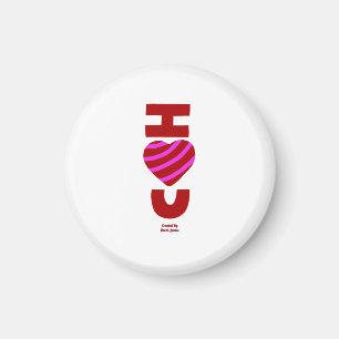 I Love You Round Magnet