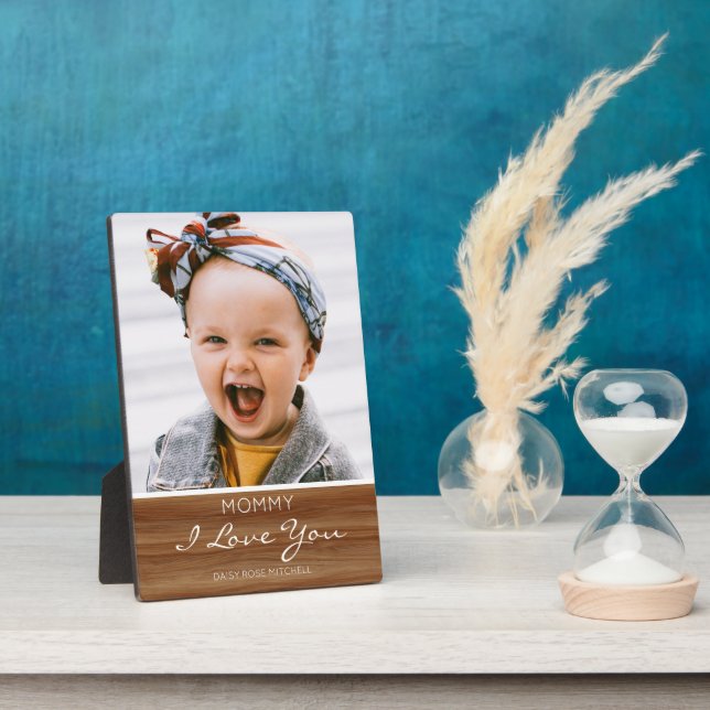 I Love You Rustic Wood Effect Photo Plaque (Side)