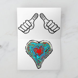 I Love You said w/ hand gestures & colourful heart Holiday Card