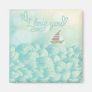 I Love You Sailboat Magnet