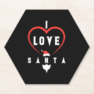 I Love You Santa Christmas Paper Coaster