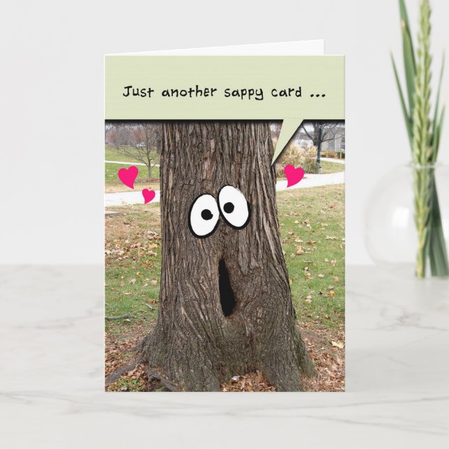 I Love You Sappy Tree with Hearts Greeting Card (Front)