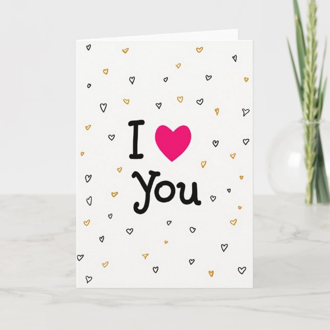 I Love You Scattered Hearts Card (Front)