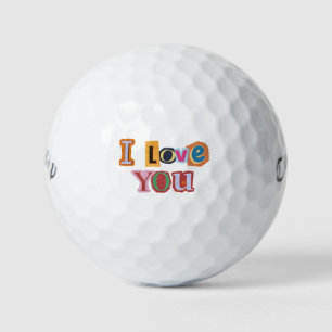 'I Love You' Scrapbook Lettering Wedding Favours Golf Balls