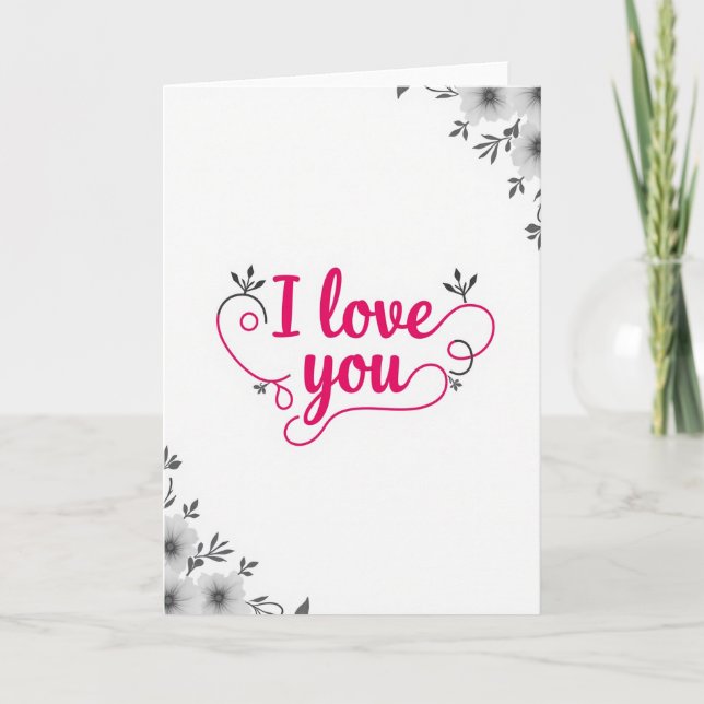 I Love You Scripted Pink Card (Front)