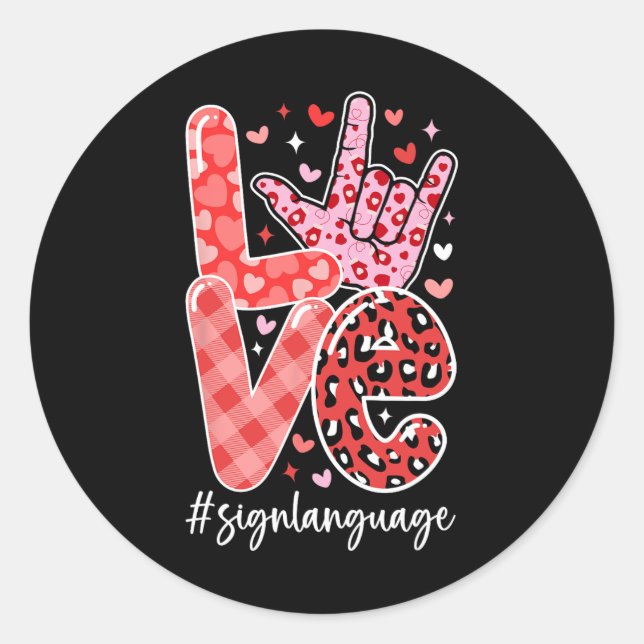 I Love You Sign Language Asl Valentine's Day Deaf  Classic Round Sticker (Front)