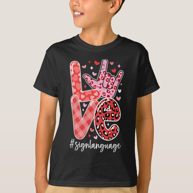 I Love You Sign Language Asl Valentine's Day Deaf  T-Shirt (Front)