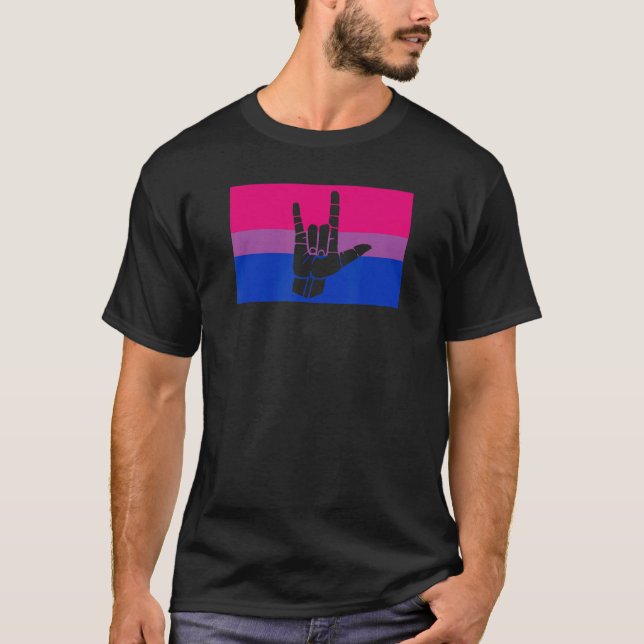 I Love You Sign Language Gay Bisexual Pride Flag Q T-Shirt (Front)