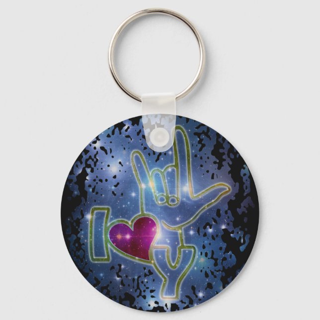 I LOVE YOU / sign language Key Ring (Front)