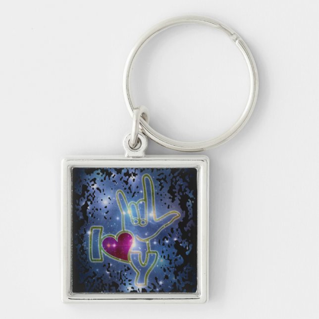I LOVE YOU / sign language Key Ring (Front)
