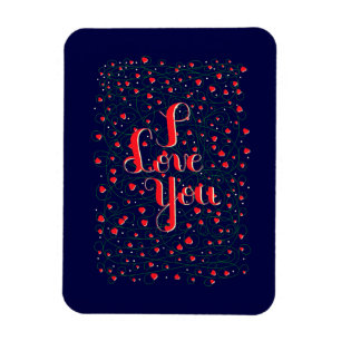 I Love You sign with flourish hearts Magnet