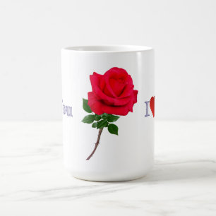 I Love You Single Red Rose Coffee Mug