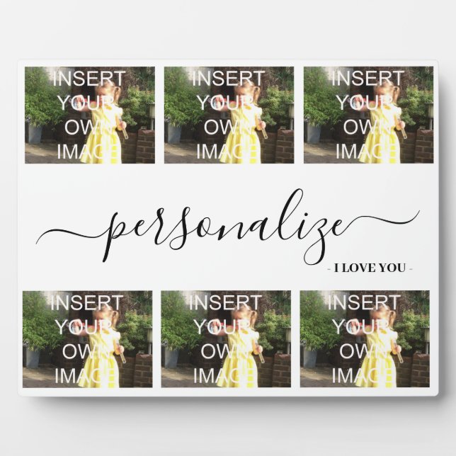I Love You Six Photo Collage Custom Gift Plaque (Front)