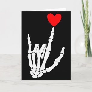 I Love You Skeleton Hand Sign Asl Heart Valentines Card