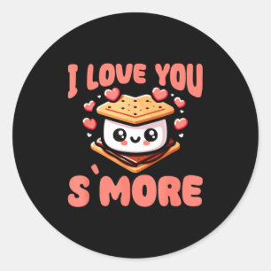 I Love You S'more Kawaii Marshmallow Classic Round Sticker