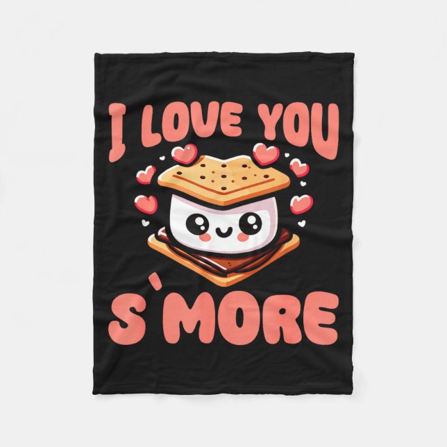 I Love You S'more Kawaii Marshmallow  Fleece Blanket (Front)