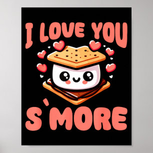 I Love You S'more Kawaii Marshmallow Poster