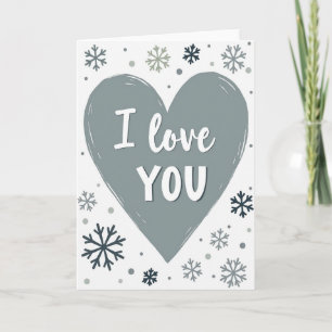 I Love You Snowflake Winter Heart Card