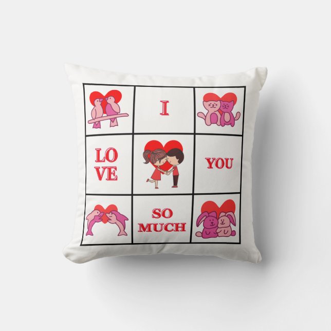 I Love You So Much Cute Couple Cushion (Front)