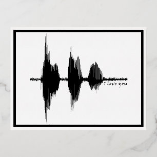 I Love You Soundwave Foil Postcard - Waveform art