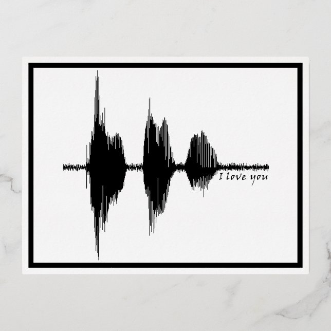 I Love You Soundwave Foil Postcard - Waveform art (Front)
