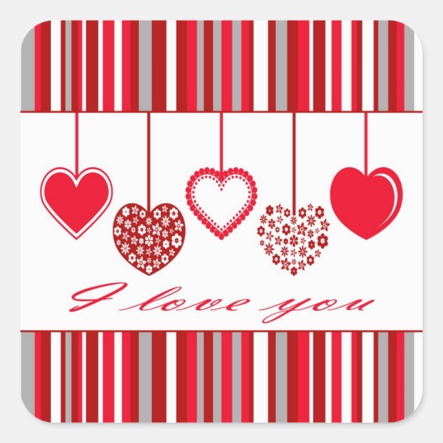 I love you square sticker (Front)