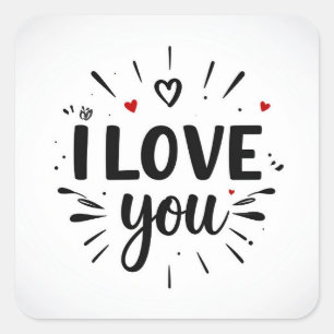 I love you square sticker